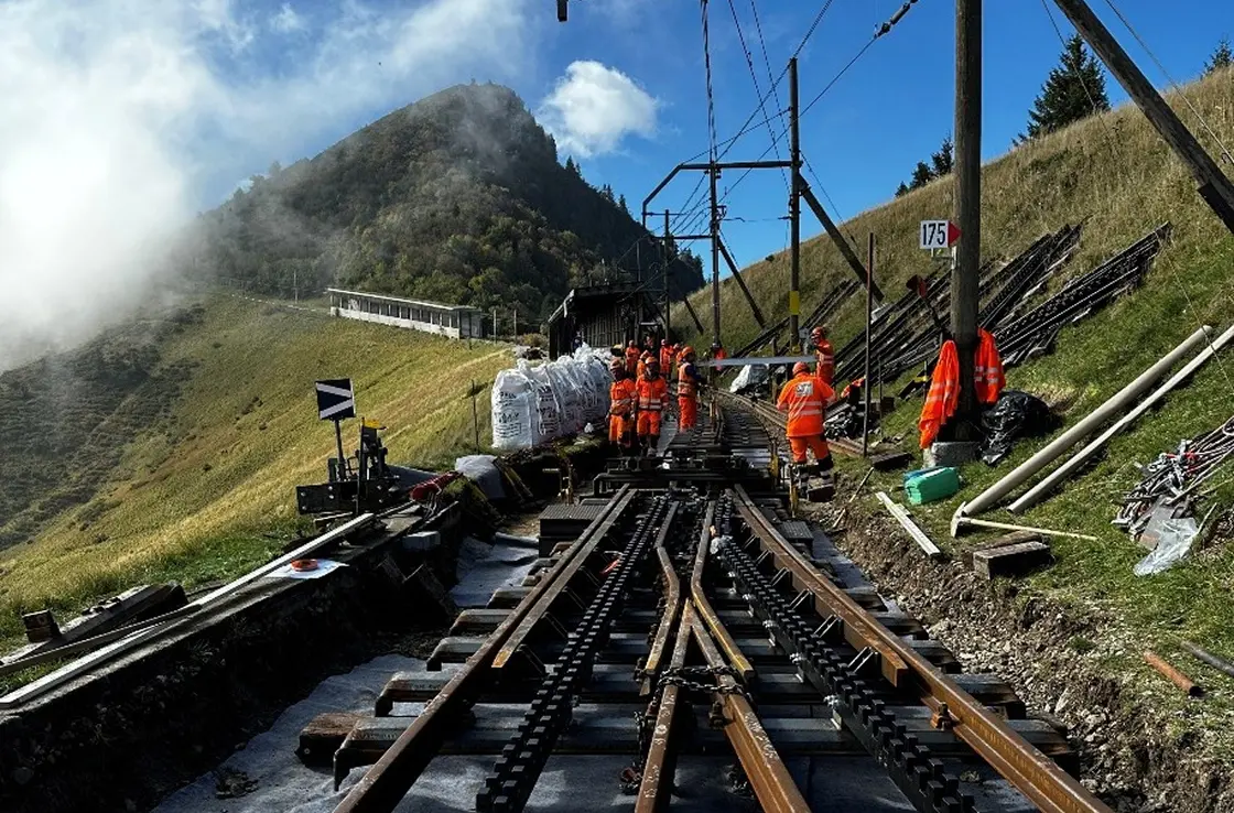 Chantier de construction sur le tronçon entre Paccot et les Rochers de Naye